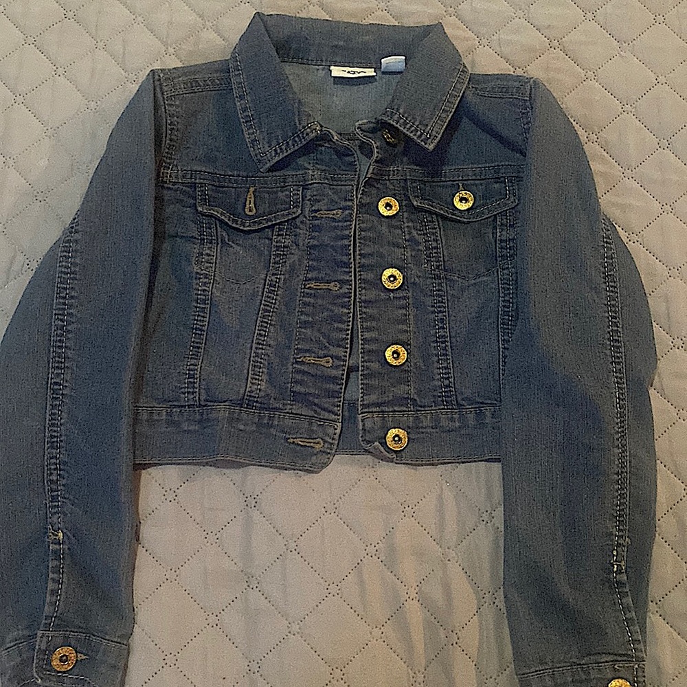 Girls blue jean cropped jacket